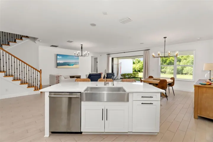 Perfectly placed sink and island in the gourmet kitchen