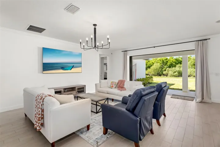Large Living Area connected to Kitchen and Eat In Area.
