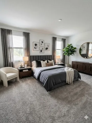 primary bedroom irtually staged