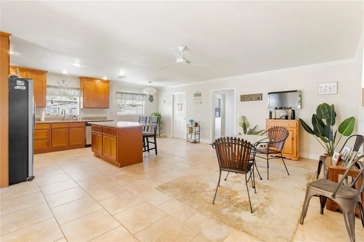 Kitchen and family room ( currently being used as the dining area)