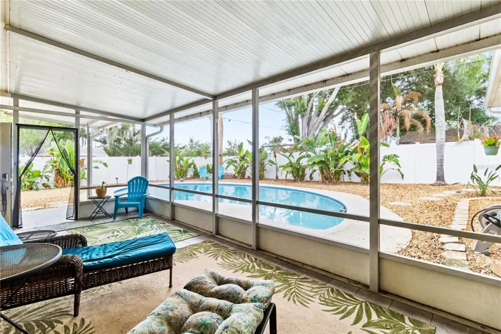 View of pool from porch