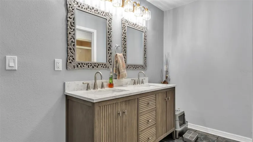 Primary bathroom with new vanity