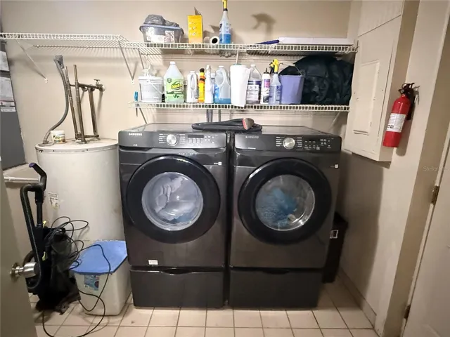 Indoor laundry room/ hot water tank