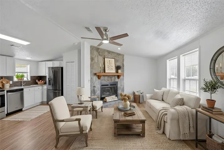 Family Room with Fireplace - Virtually Staged