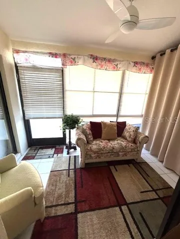 Tiled Lanai with heavy guage removable windows for weather protection.
