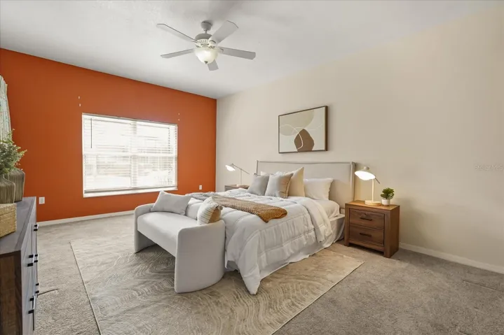 Primary bedroom with back porch access