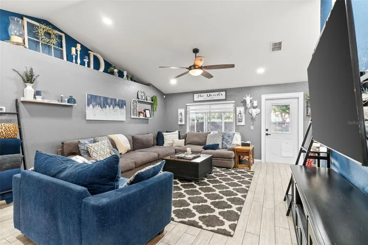 Bright and airy open-concept living area.