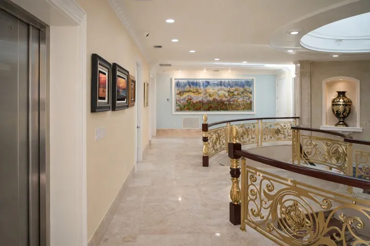 Commercial elevator services all three levels.