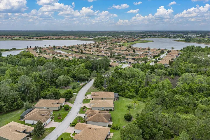 Drone view of property