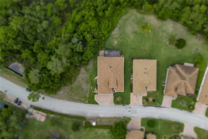 Drone view of property