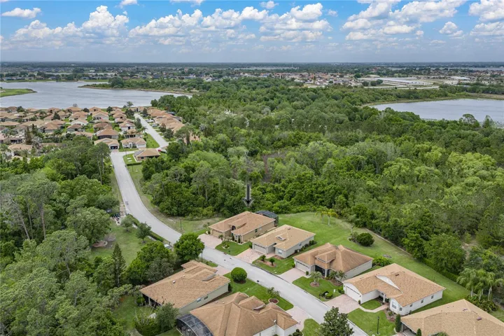 Drone view of property