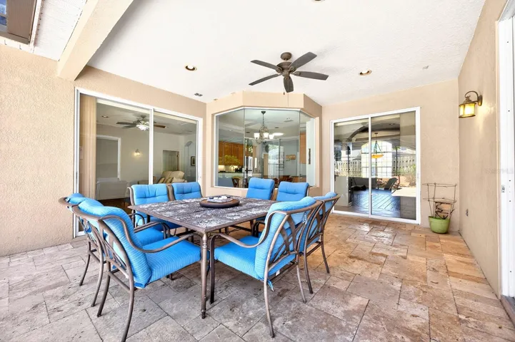 Large covered paver lanai for the ultimate in indoor/outdoor living.