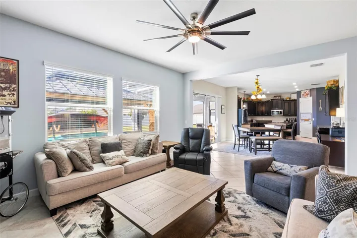 Dining table and kitchen