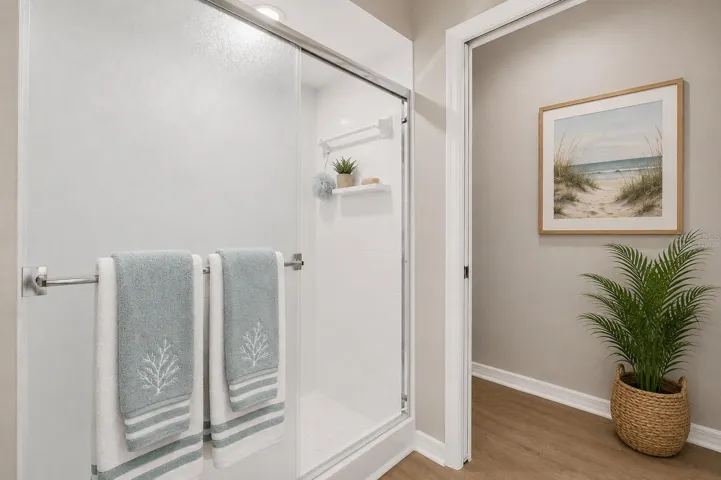 Virtually staged Master bath shower ~