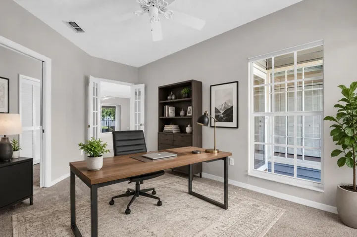 Virtual staged 3rd bedroom as an office ~