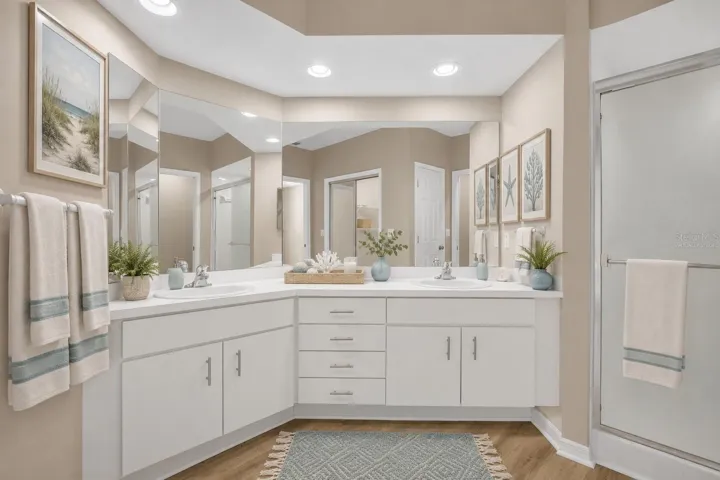 Virtually staged Master Bath ~