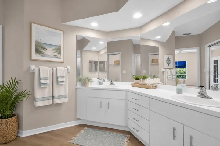 Master bath w Convenient walk-in shower ~