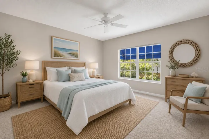 Virtually staged Master bedroom ~