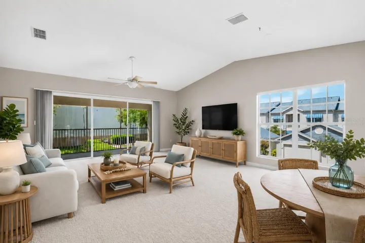 Virtually staged Living/Dining area ~