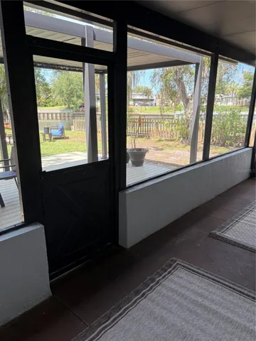from outside screened room to deck