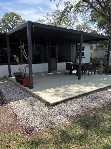 outside covered deck with an open or closed metal ceiling