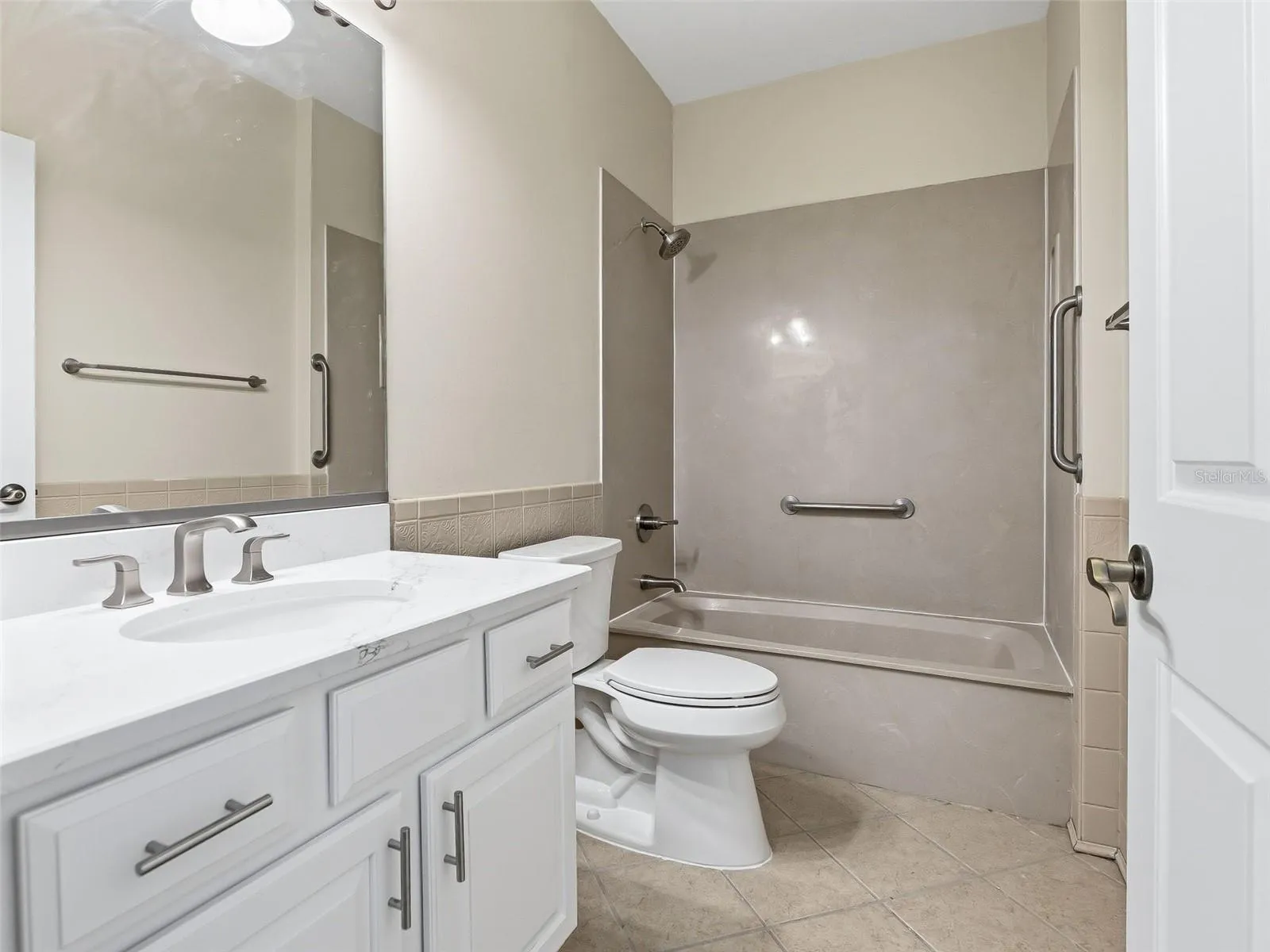 Hall bathroom updated with quartz