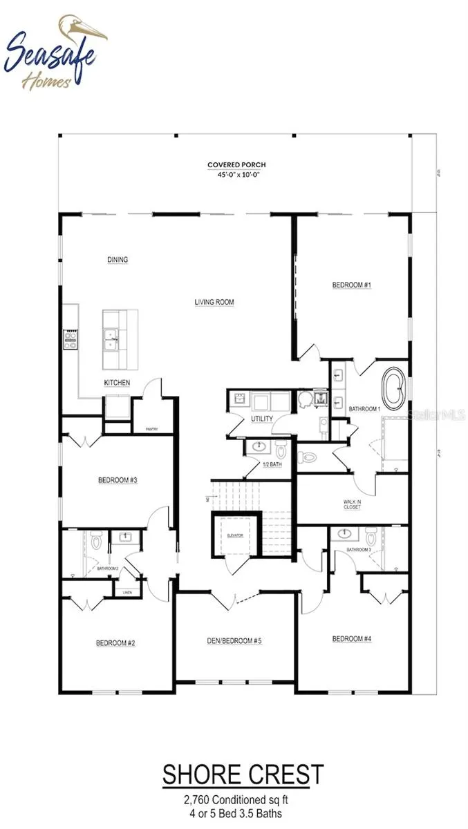 Floor plan of the a SeaSafe home you can build on this lot.