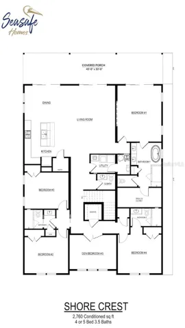 Floor plan of the a SeaSafe home you can build on this lot.