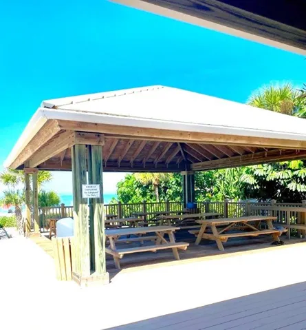 Cabana with Picnic Tables and Restrooms