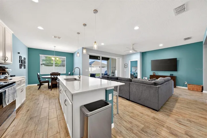 View of dining area and showing spacious family room area