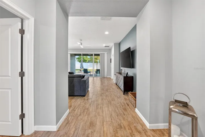 Standing at front door showing view to rear of home