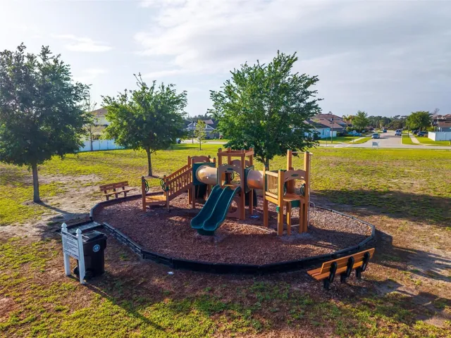 Park and play area with main entrance in the fore ground