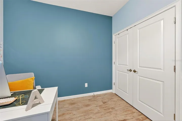 From inside this is the bedroom to right of the front door also with double doors to closet