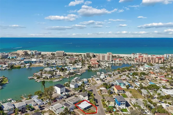 Lot outlined looking over intracoastal water toward Madeira Beach
