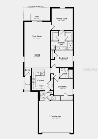 Floor Plan - Additional Highlights Include: washer, dryer, refrigerator, and whole house blinds