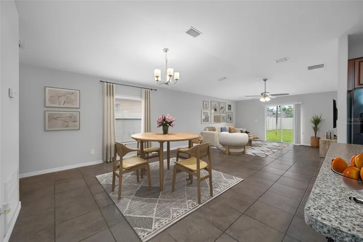 Virtually Staged Dining and Living Room