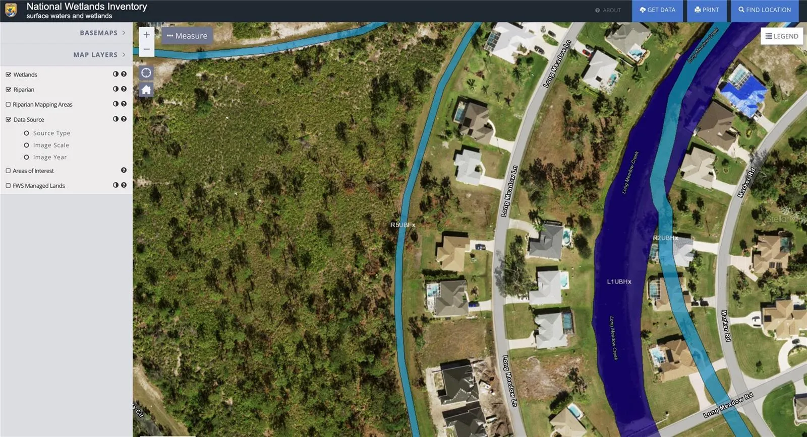 Wetland map showing NO Wetlands