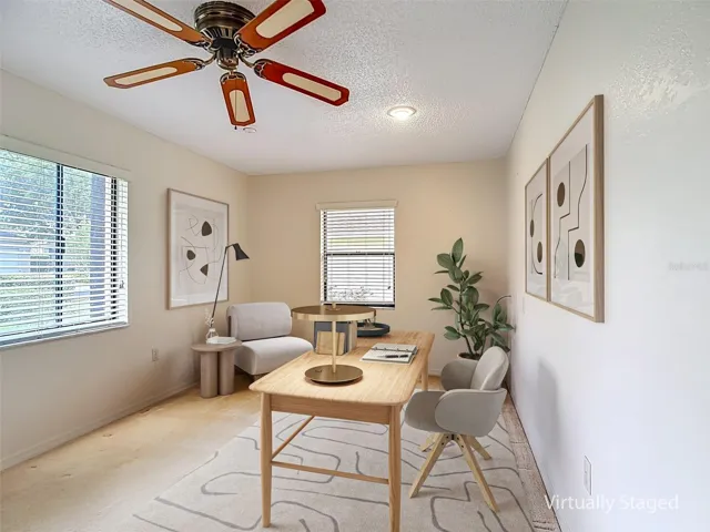 Virtual staging of bedroom #3 which could also be used as an office.