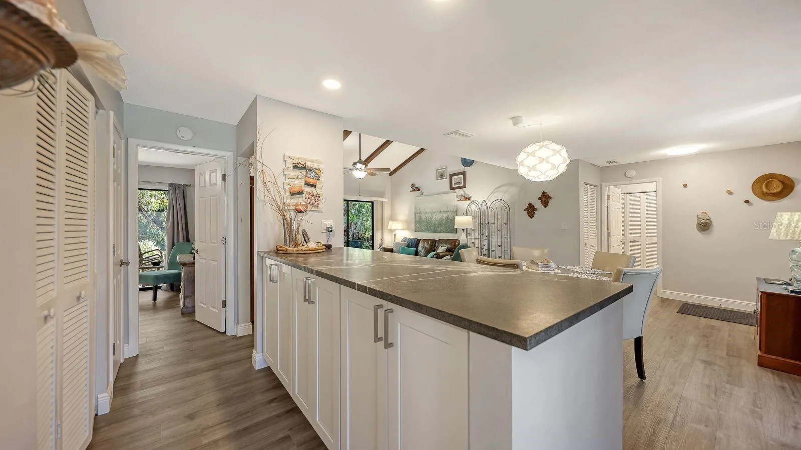 Breakfast Bar with Solid Wood Cabinets for Extra Storage