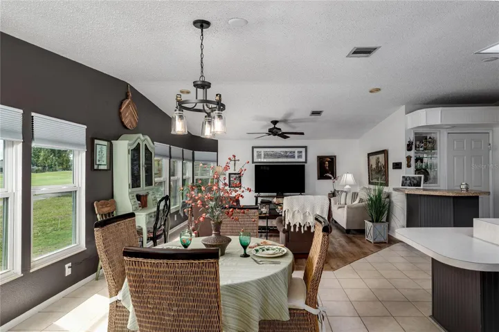 Dinning room and Living room, overlooking the golf course.