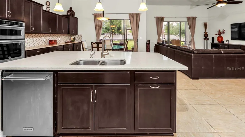 Angle view of kitchen looking outward