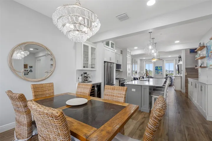 ... Floor #2.. Waterside is Located in Indian Shores - Noted for it's Semi Private Beaches Due to the Topography of the land. Beaches are never crowded here... Level 2 Dining Area Looking Back in Towards Kitchen & Liivng Areas.