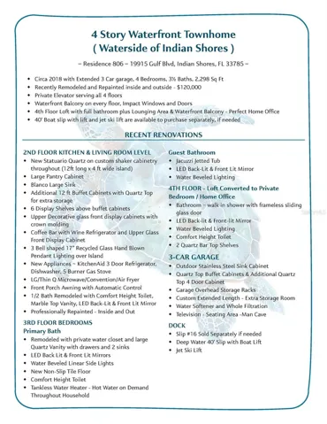 ... Feature Sheet...$120,000 in Designer Upgrades added in the last few Years.