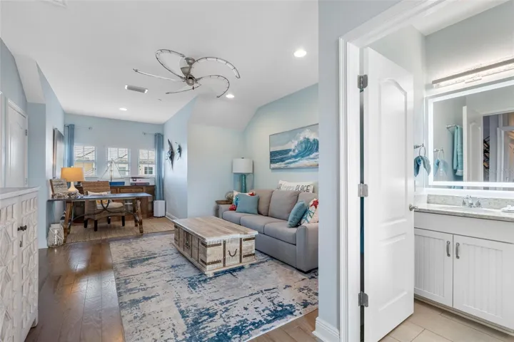 ... Nice shot of 4th Level  Upper Floor. A Perfect Home Office..Looking In From Balcony. Bathroom on Right.