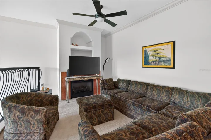 Family room with fireplace