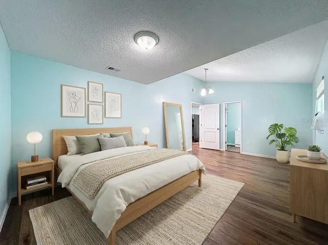 Virtually staged primary bedroom