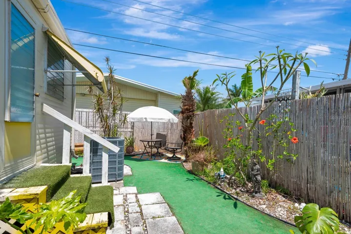 Total private backyard area. Featuring green turf.