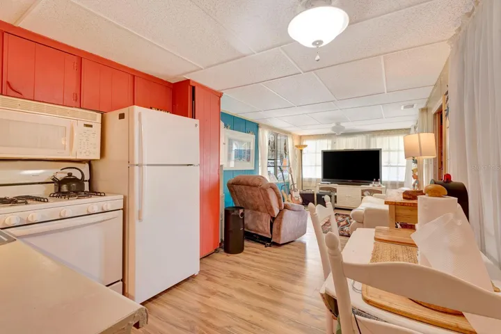 Kitchen overlooking livng room