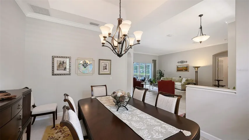 Dining room looking into living room.