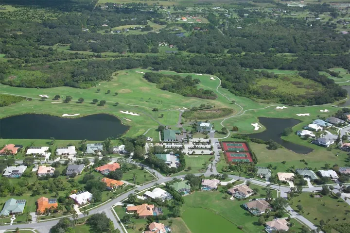 Aerial of Misty Creek Drive and Golf Course (tennis courts no longer exist).